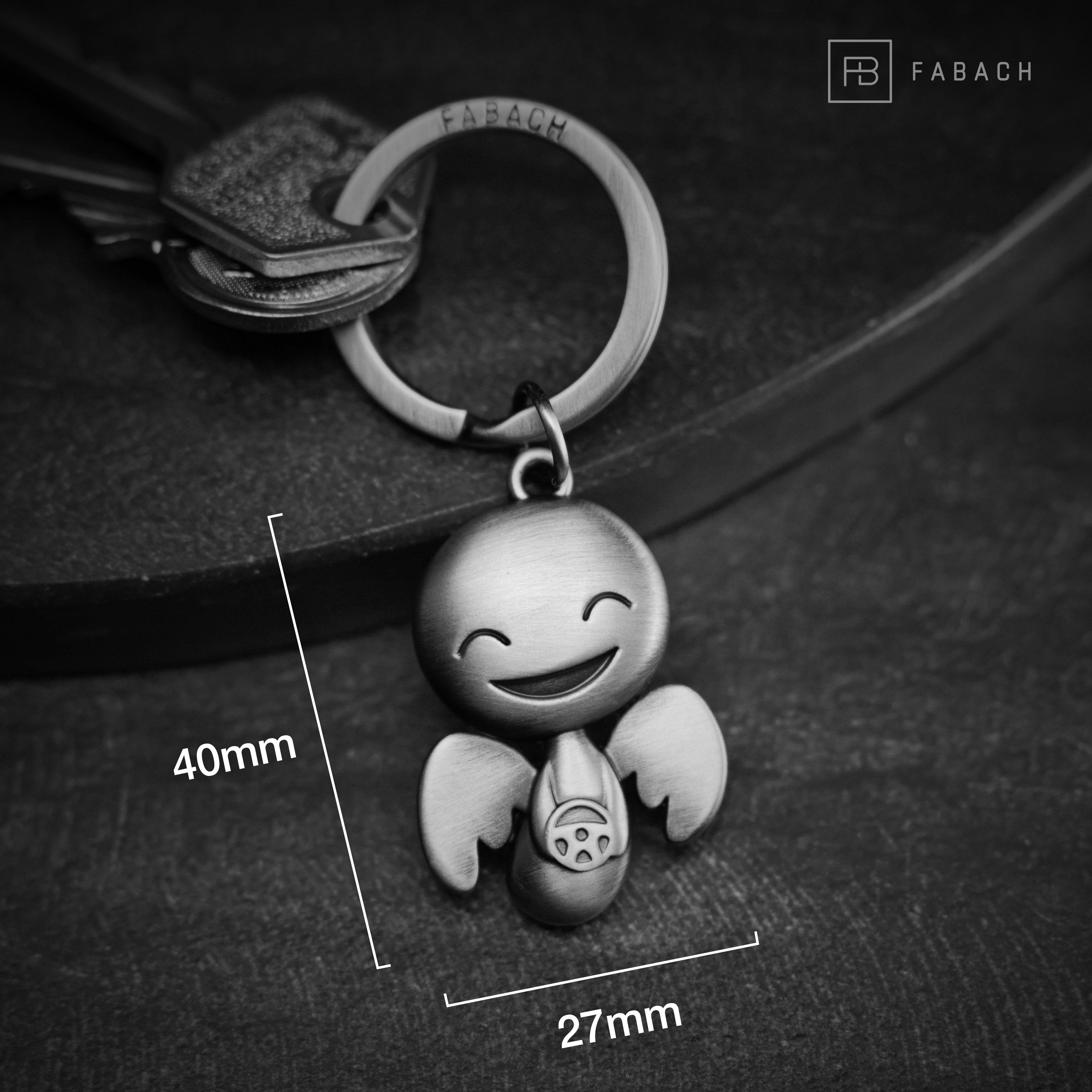 FABACH Schlüsselanhänger Schutzengel Happy mit Lenkrad - Glücksbringer Geschenk Führerschein