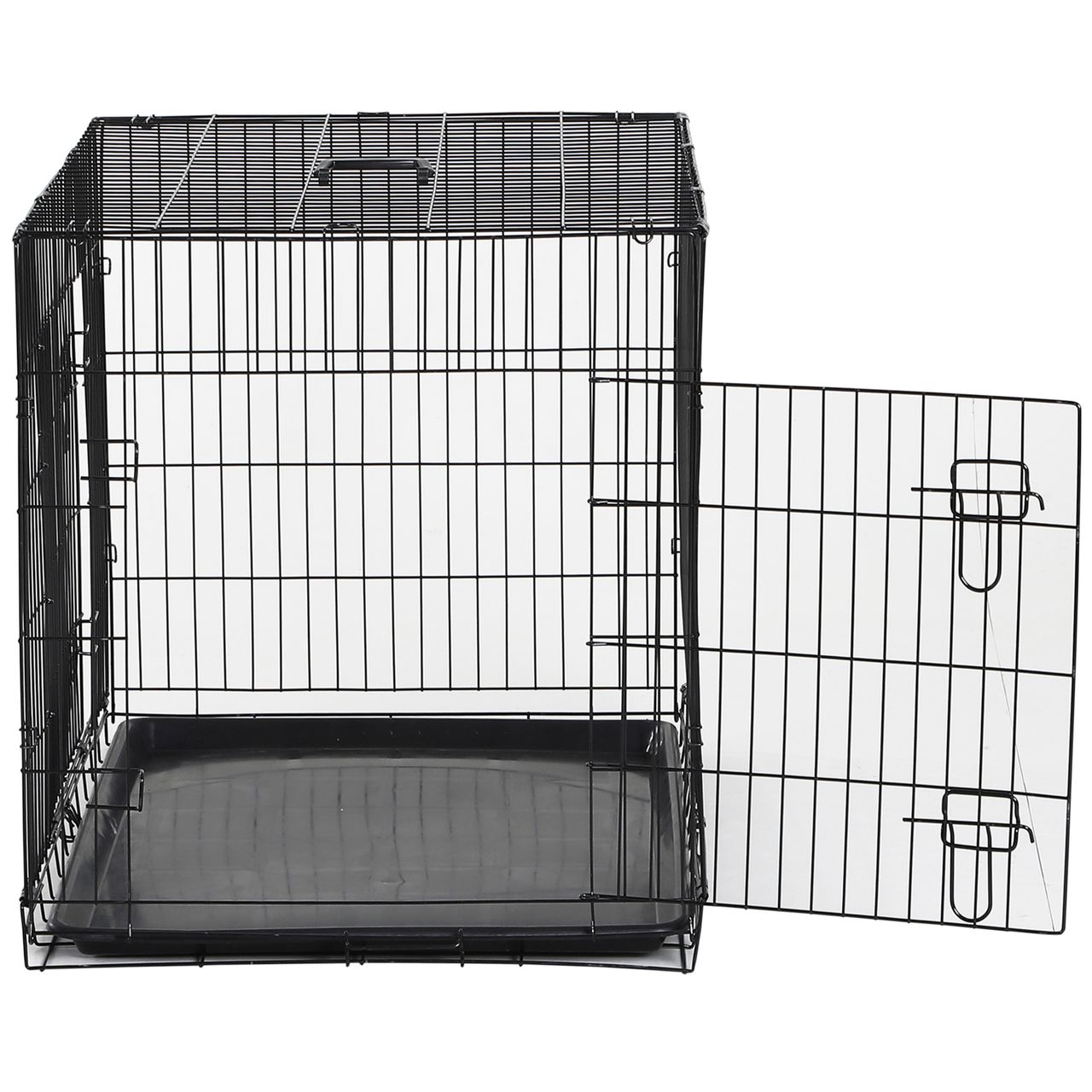 PawHut Hundekäfig Transportkäfig Drahtkäfig mit Gitter Schwarz 92 x 57 x 62,5 cm