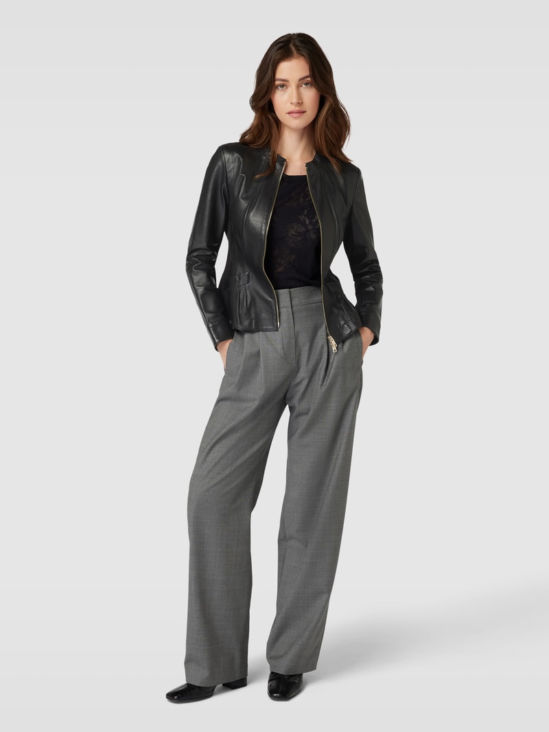 Lederjacke mit Reißverschluss in schwarz