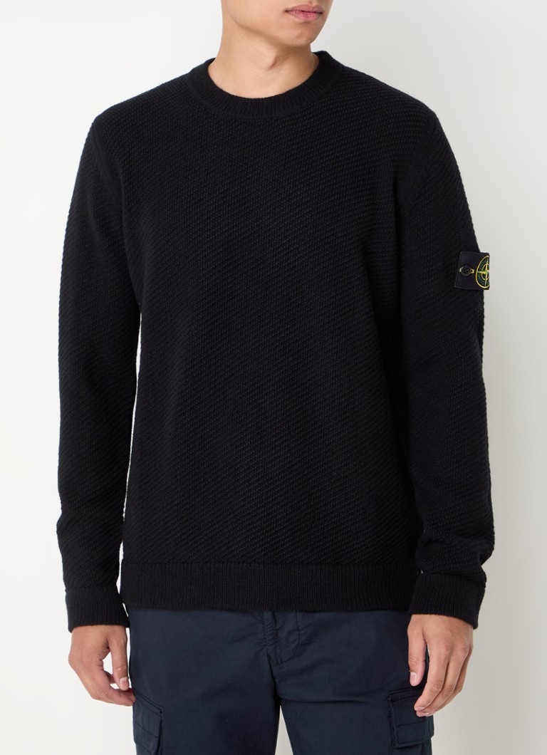 Πουλόβερ Stone Island 531B6 από χοντρό πλεκτό μαλλί με λογότυπο
