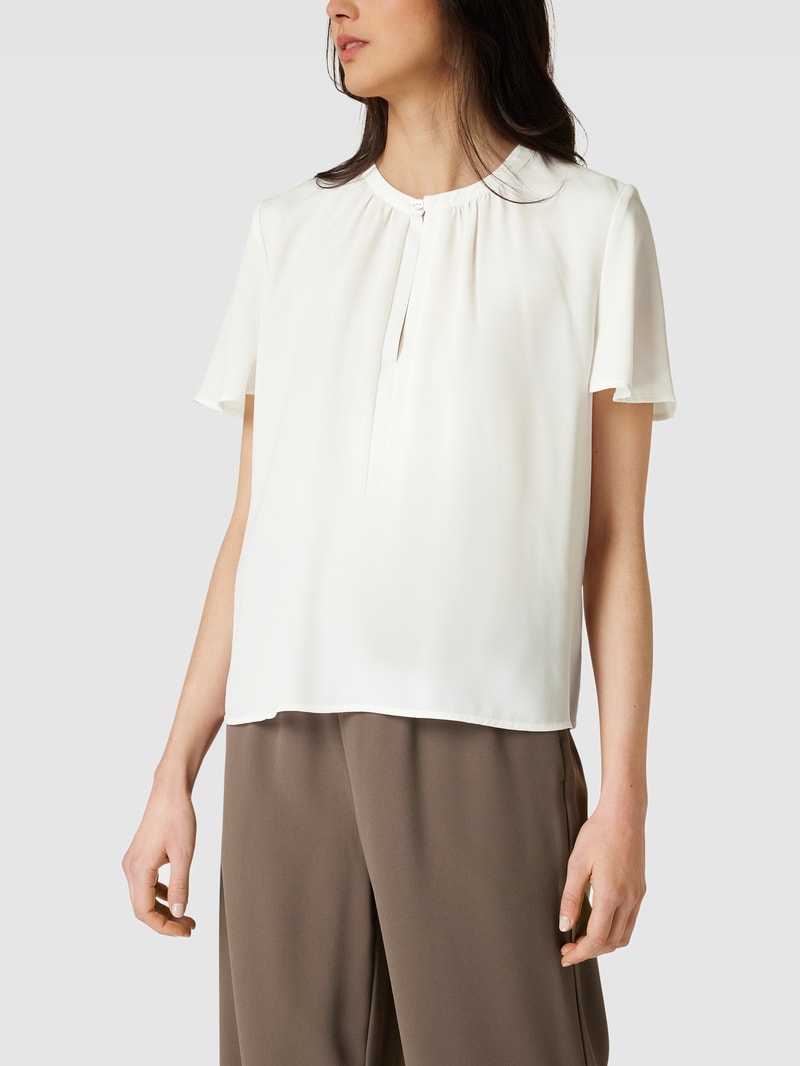 Bluse mit Schlüsselloch-Ausschnitt in offwhite