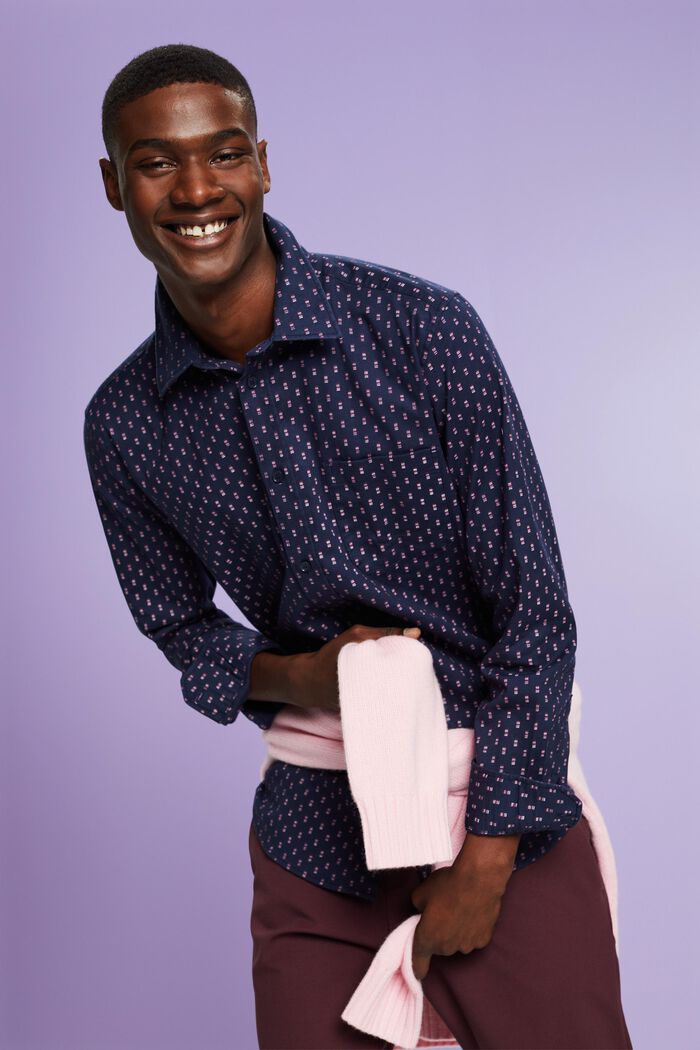 Schmal geschnittenes Twill-Hemd mit Muster