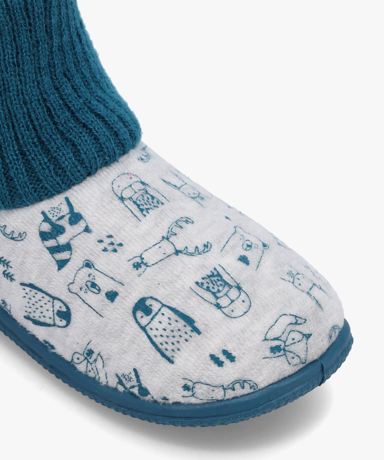 Chaussons Garçon montants en velours ras imprimé bleu | GEMO