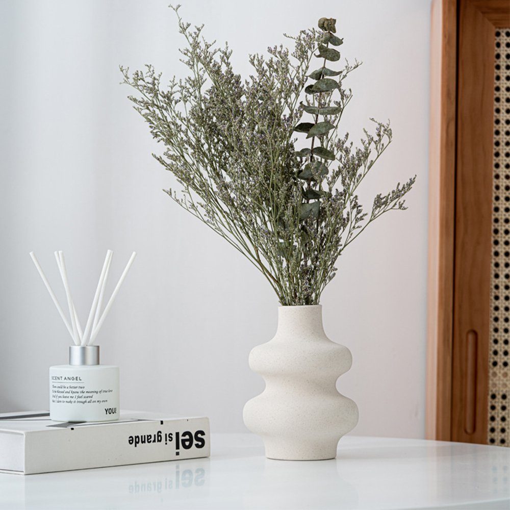 zggzerg Dekovase Vase Für Pampasgras Beige, Spiral Geformter Mit Loch Keramik Vase