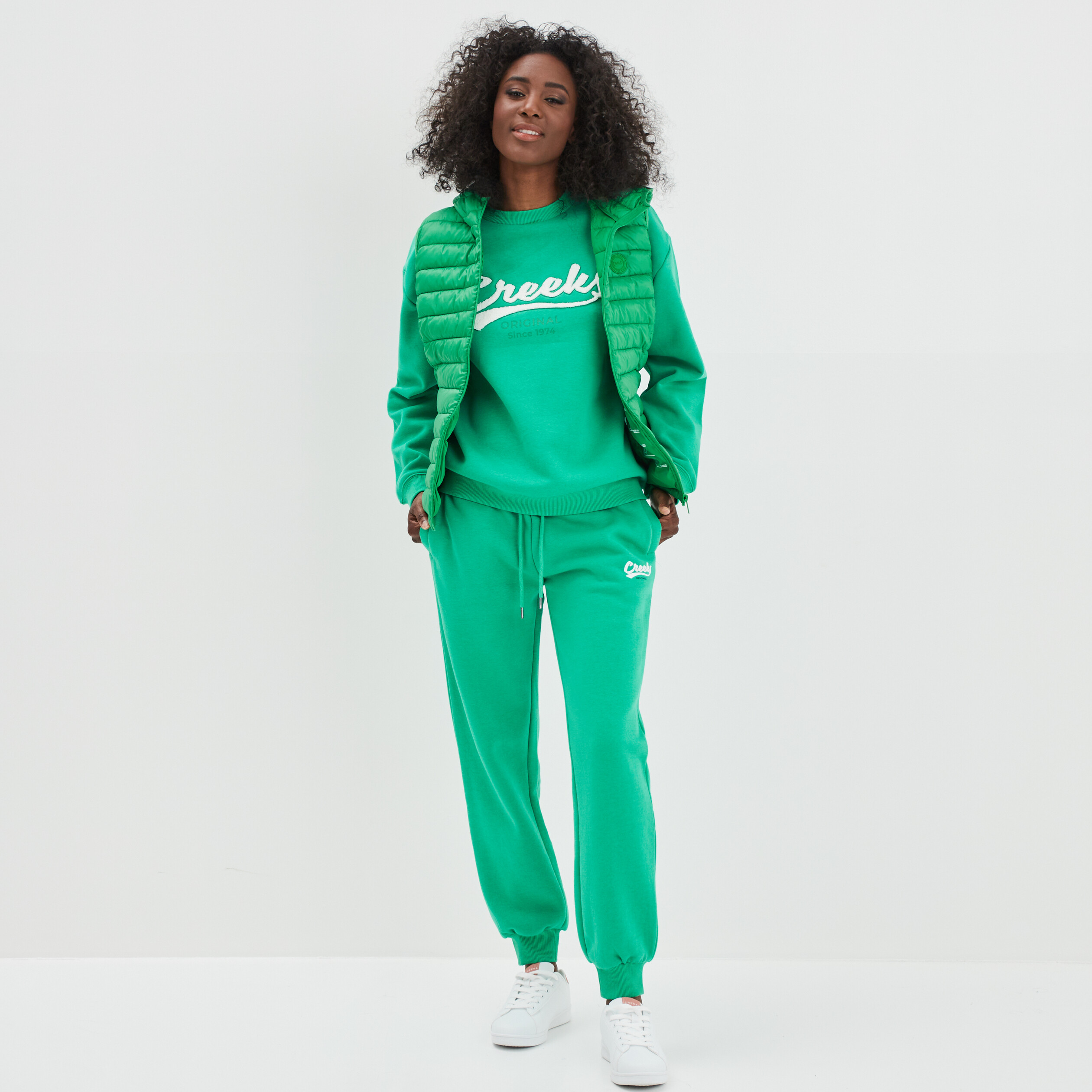 Sweat col rond manches longues Creeks vert femme | La Halle