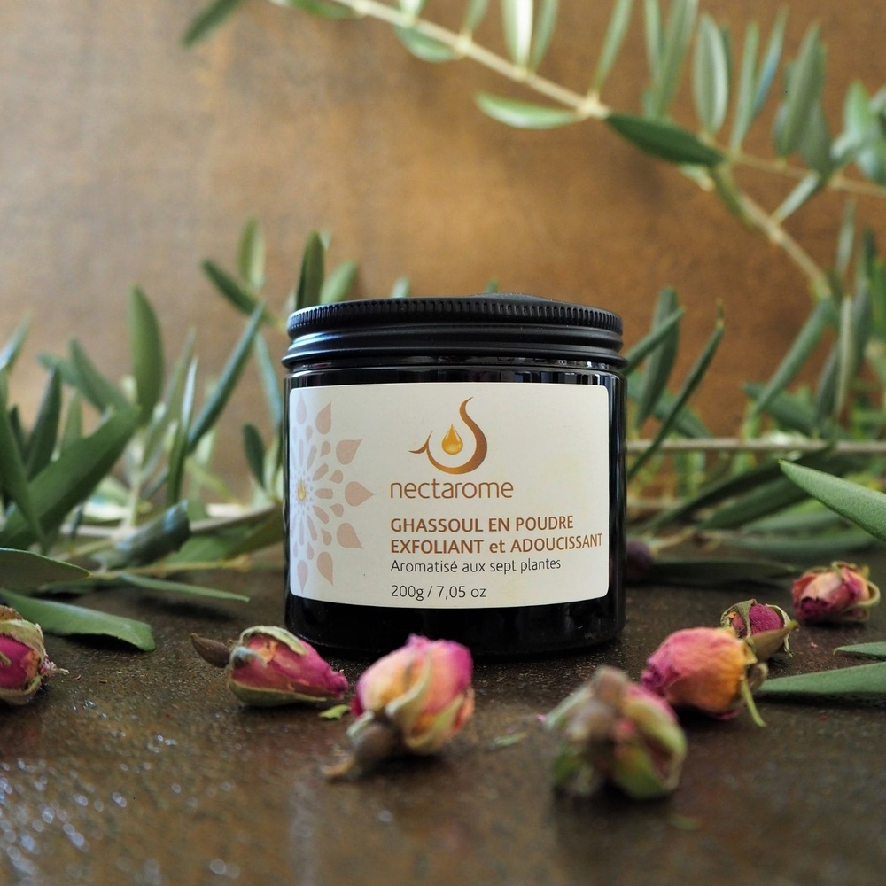 nectarome Ghassoul aux sept plantes Argile exfoliante et adoucissante corps, visage et cheveux