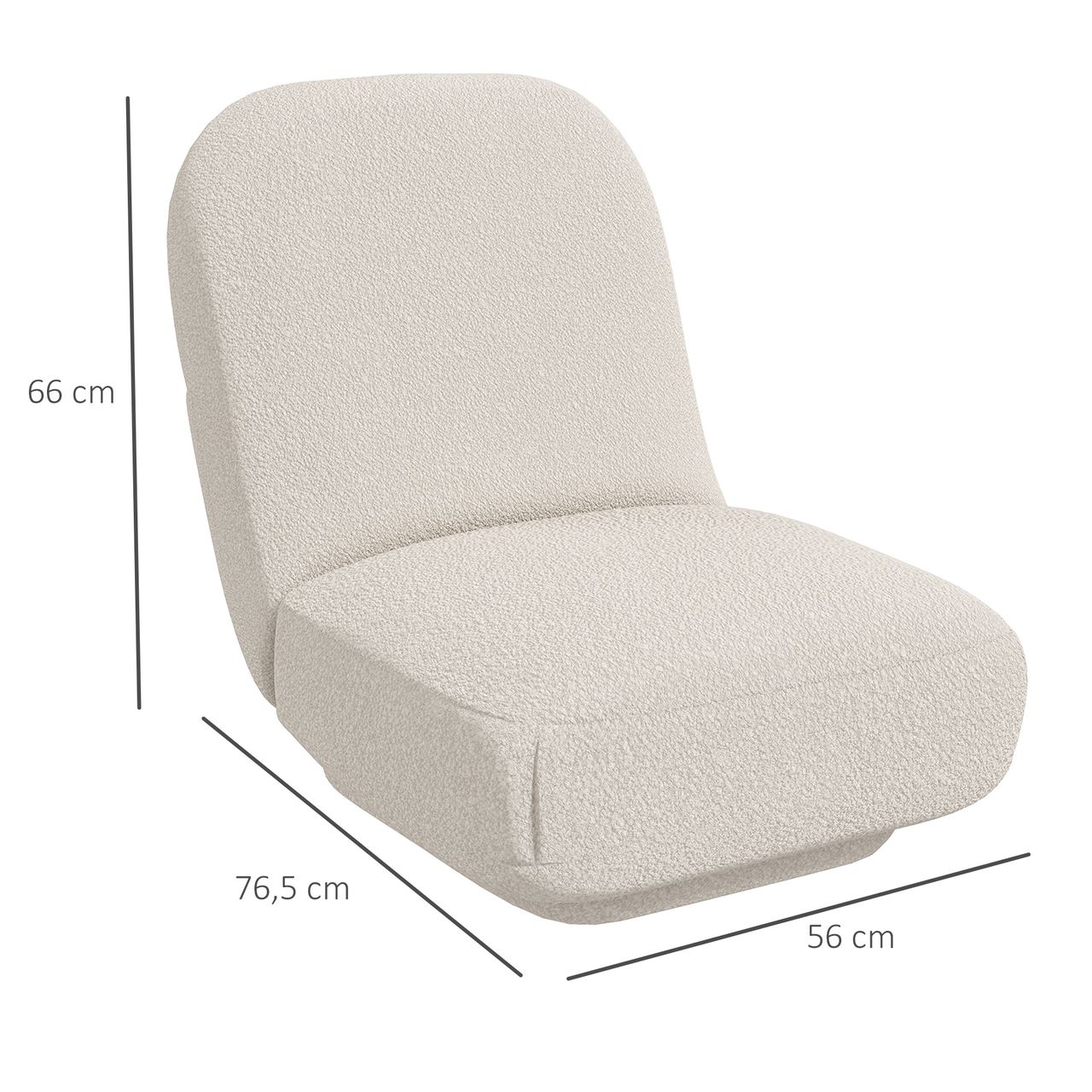 HOMCOM Bodensessel, Bodenstuhl, Bodensofa mit Samtoptik für Wohnzimmer, Creme
