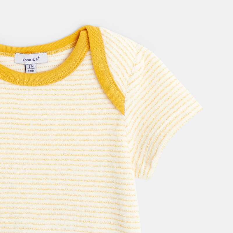 Combishort en coton éponge bébé jaune Absorba