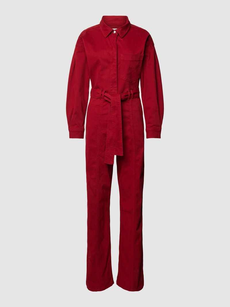 Jumpsuit mit Taillenband in bordeaux rot
