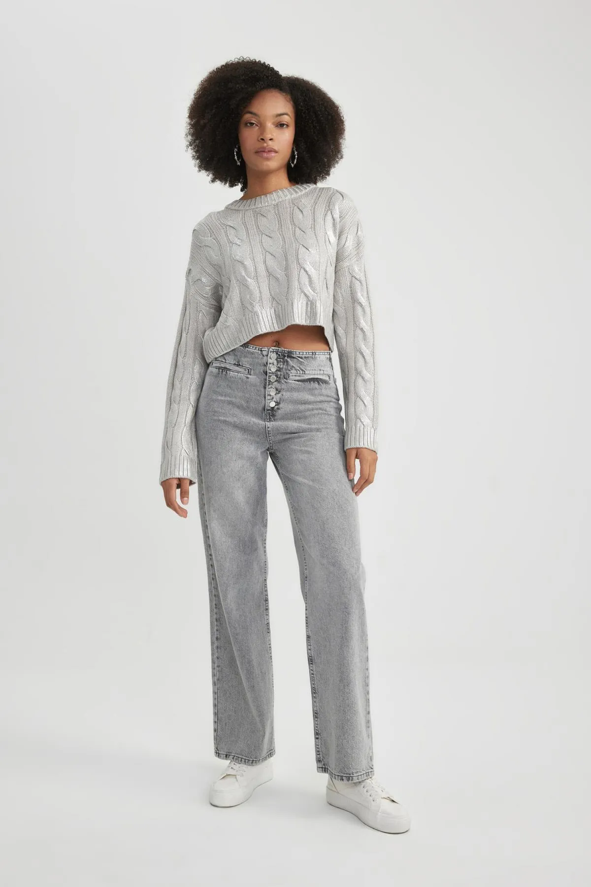 DeFacto  Lange Jeanshose im 90er-Stil mit weitem Bein und hoher Taille, B8162ax23cw