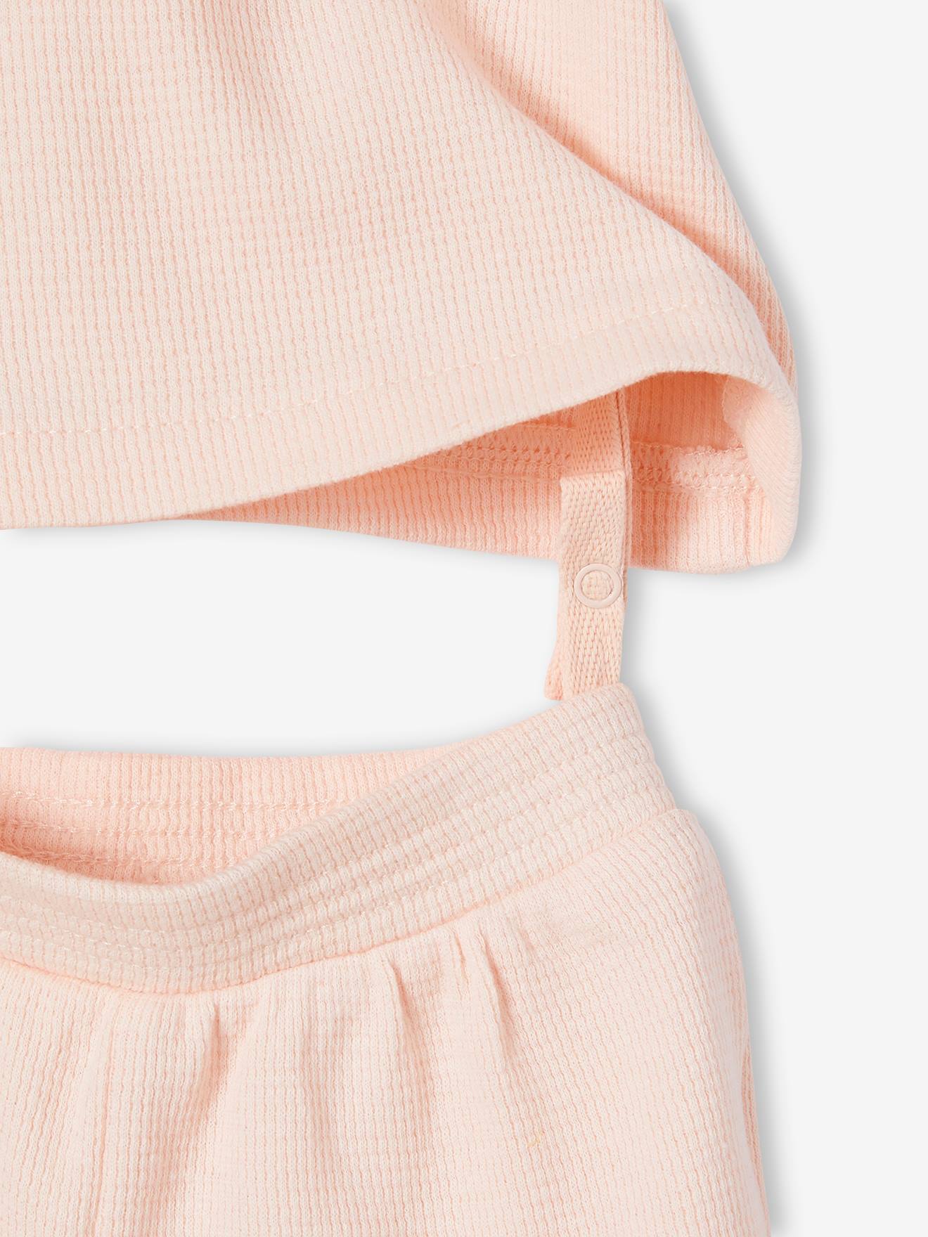 Lot de 2 pyjamas bébé 2 pièces nid d'abeille rose pâle