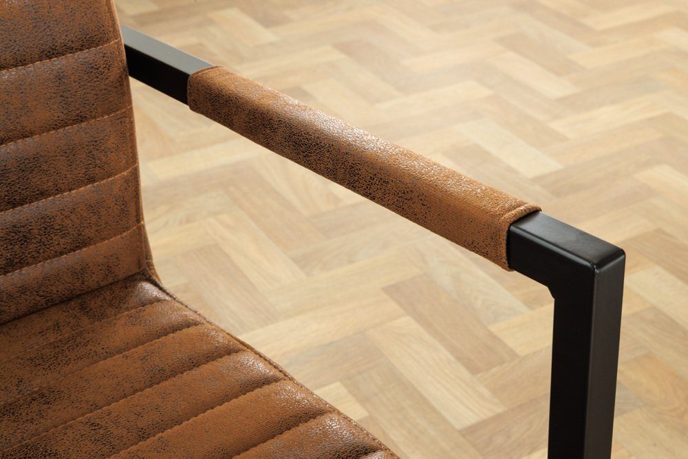 riess-ambiente Freischwinger LOFT vintage braun / schwarz (Einzelartikel, 1 St), Esszimmer · Microfaser · Metall · mit Armlehne · Industrial