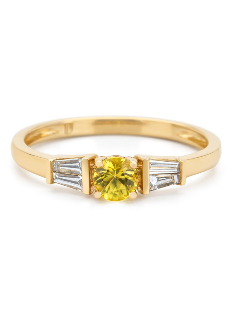 Diamond Point Yellow gold ring, 0.30 ct yellow sapphire, Eden