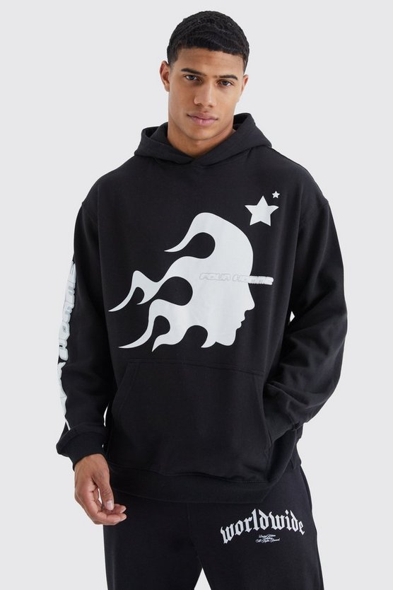 Oversize Hoodie mit Homme-Print