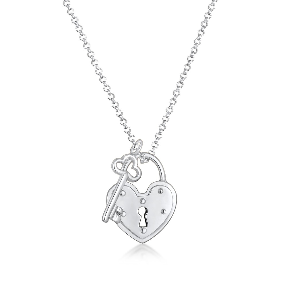 Elli Elli Collier Schloss Schlüssel Herz Anhänger Liebe 925 Silber Bijoux