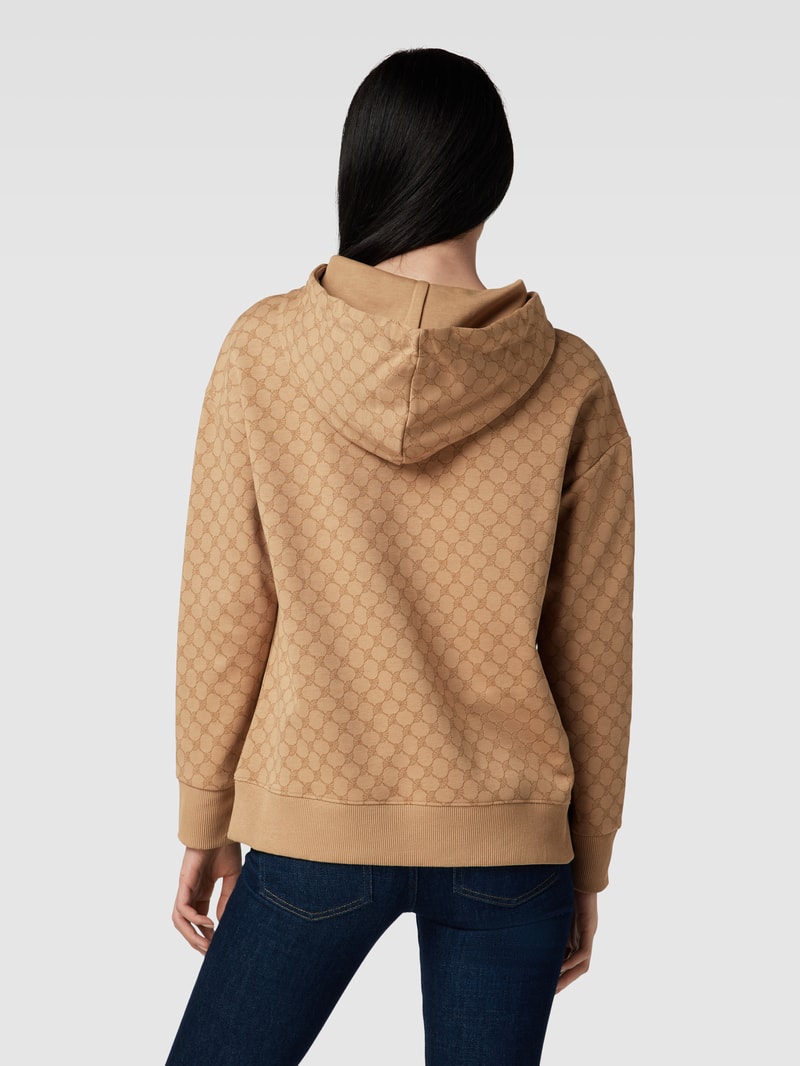Hoodie mit Allover-Label-Print in beige