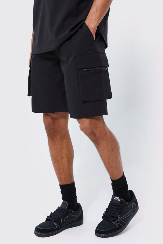 Lockere elastische Stretch Cargo-Shorts