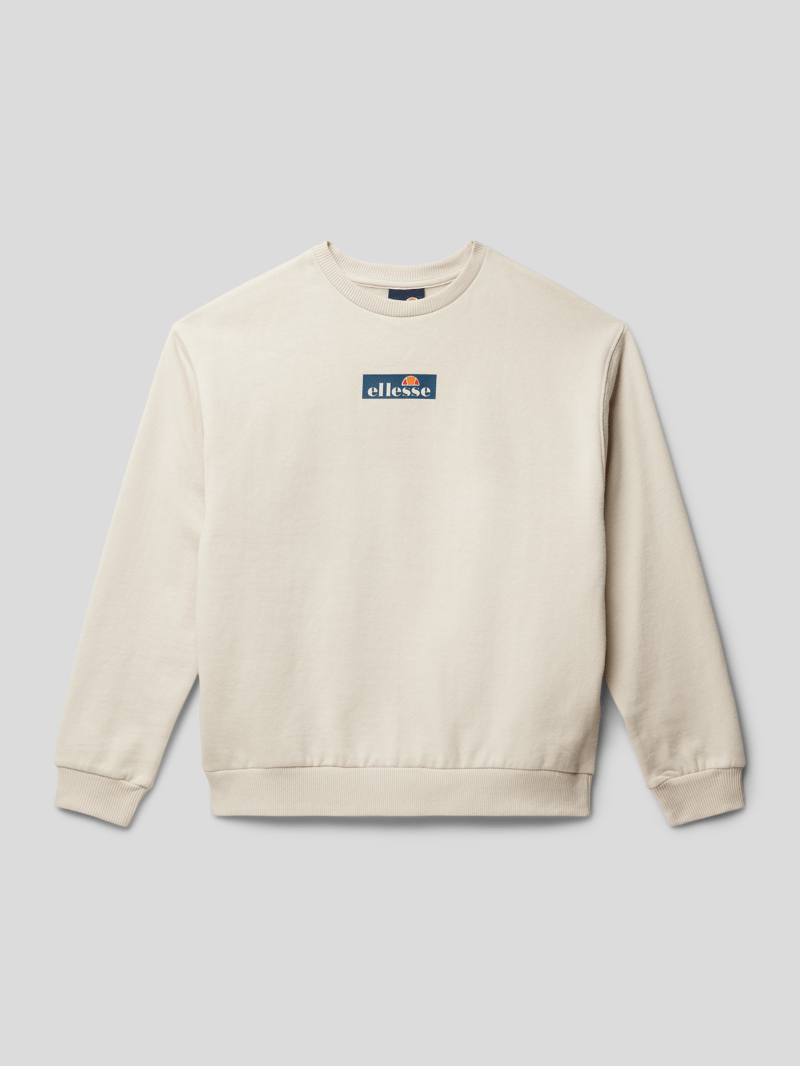 Sweatshirt mit Label-Print Modell 'Saliotto' in beige