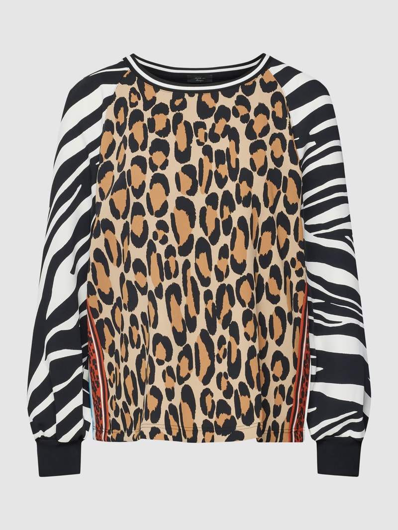 Bluse mit Allover-Print in schwarz