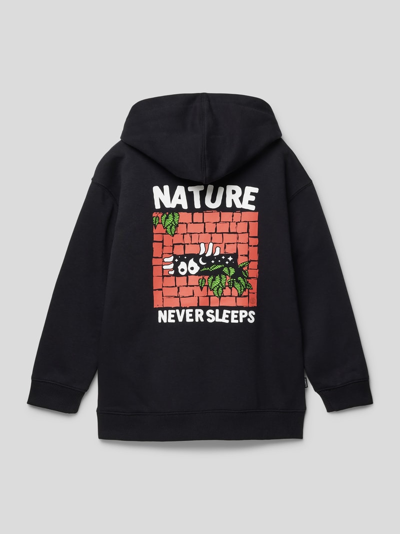 Hoodie mit Label-Print Modell 'NEVER HOOD' in schwarz