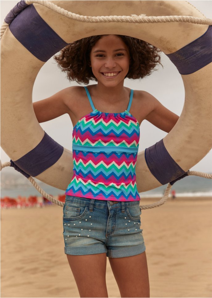 Mädchen Jeans-Shorts mit Perlen