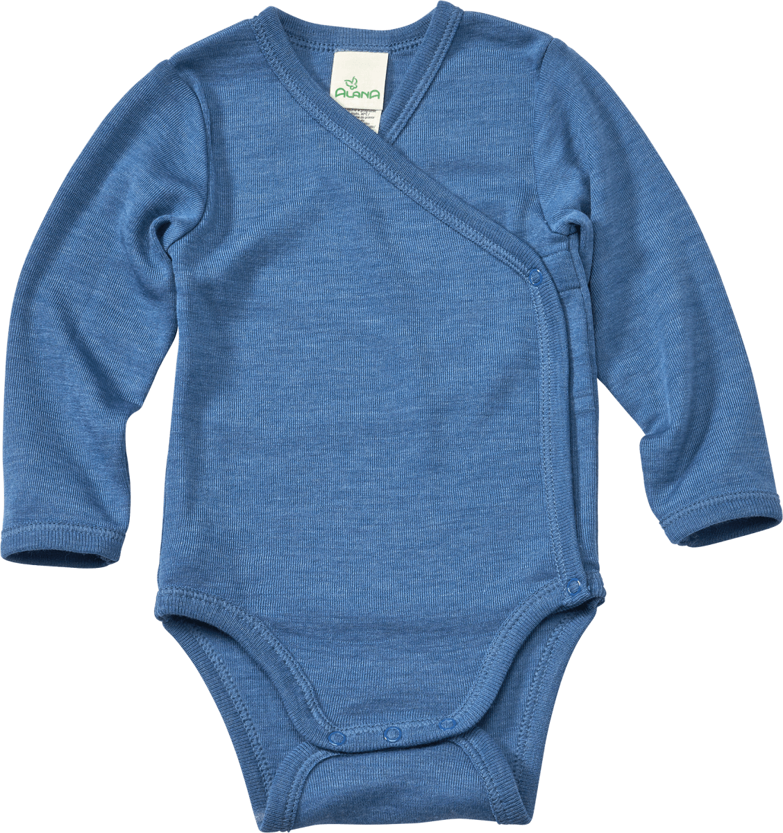 Wickelbody aus Bio-Wolle und Seide, blau, Gr. 62/68, 1 St