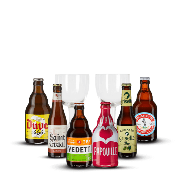 Pack 6 Bières Belges + 2 Verres