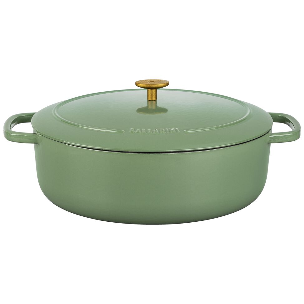 Cocotte 33 cm, oval, Grün, Gusseisen