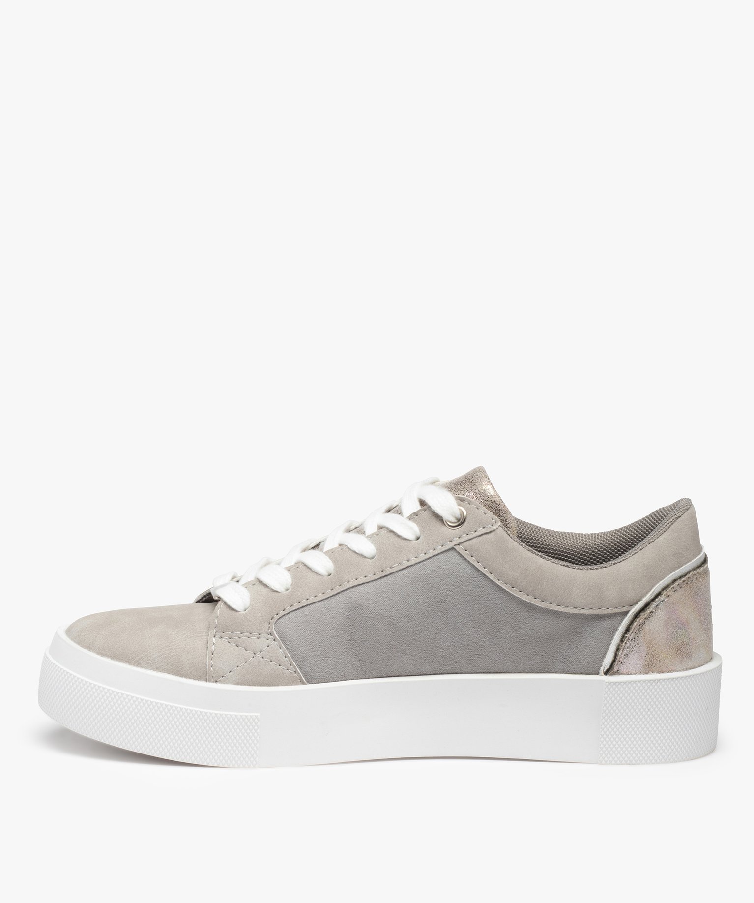 Baskets femme à motifs quadrillés en strass gris | GEMO