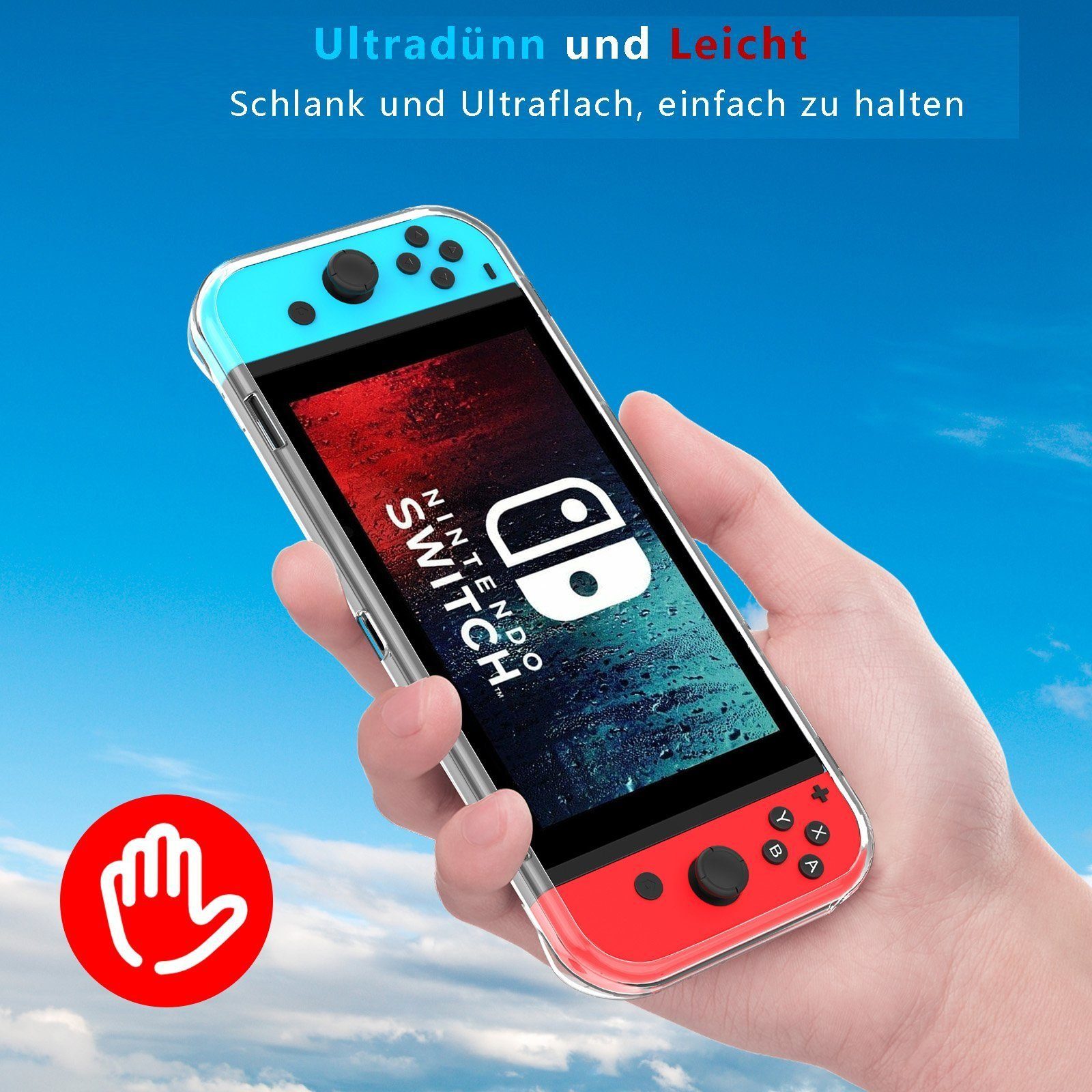 Mutoy Dockable Hülle für Nintendo Switch OLED, Transparent Dünn Zubehör Nintendo (Kristall TPU Schutzhülle, Weich Komfort Stoßfest Antikratz Schutzhülle, Switch Zubehör mit Switch OLED Konsole und Griff Cover)