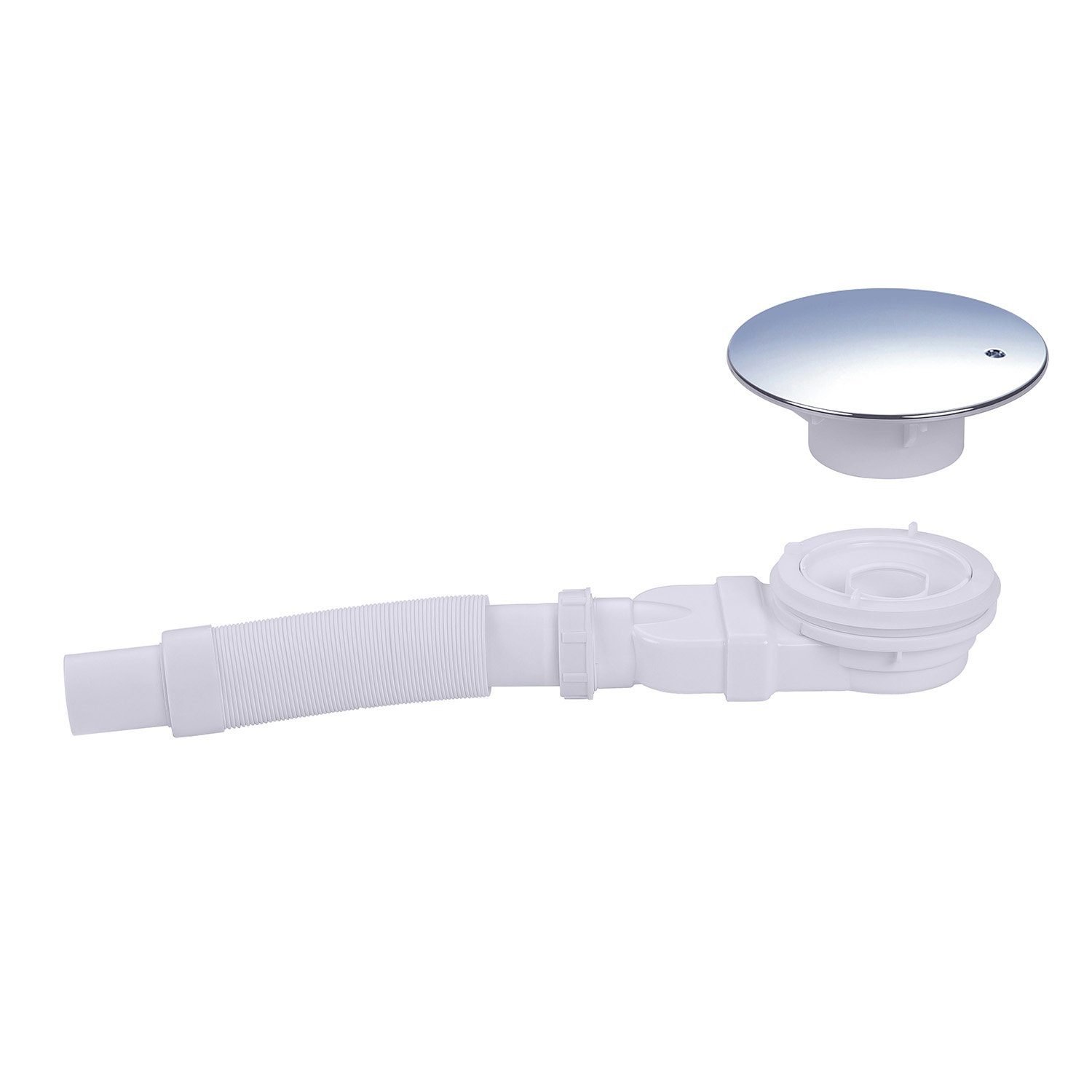 IMPTS Ablaufgarnitur (SET) Duschablauf mit Geruchsstop Haarsieb Flexschlauch