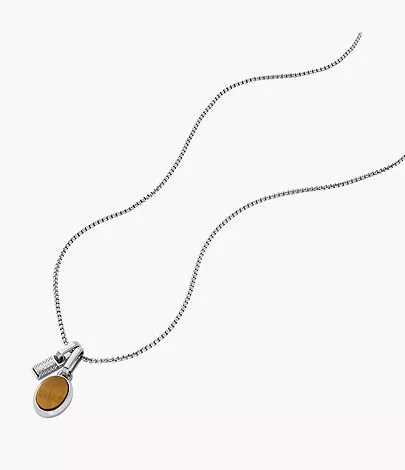 Fossil Kette Stones Anhänger Tigerauge Edelstahl