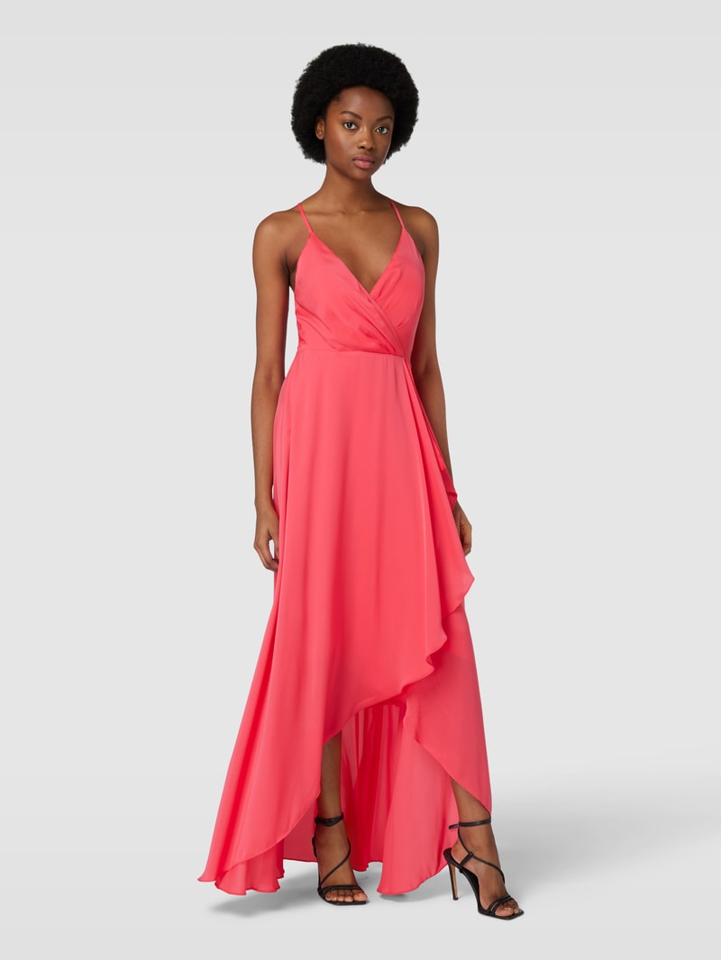 Abendkleid in Wickel-Optik in koralle