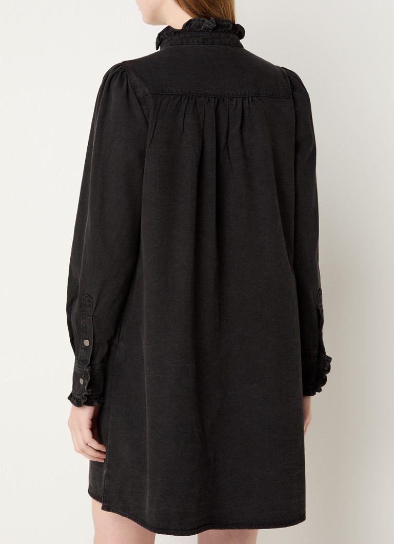 Vestido corto tipo túnica de mezclilla negra Ava Neo