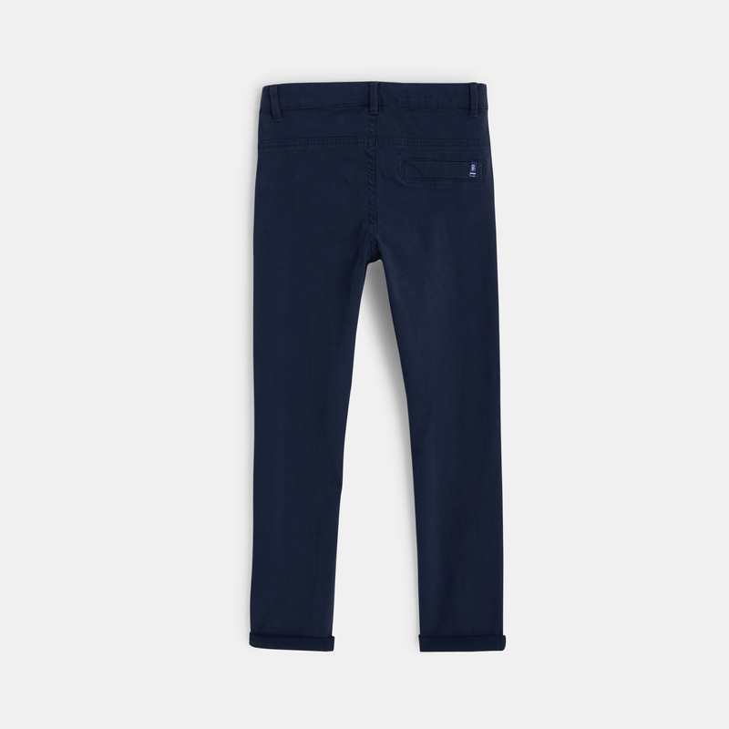 Pantalon chino en twill de coton uni bleu garçon