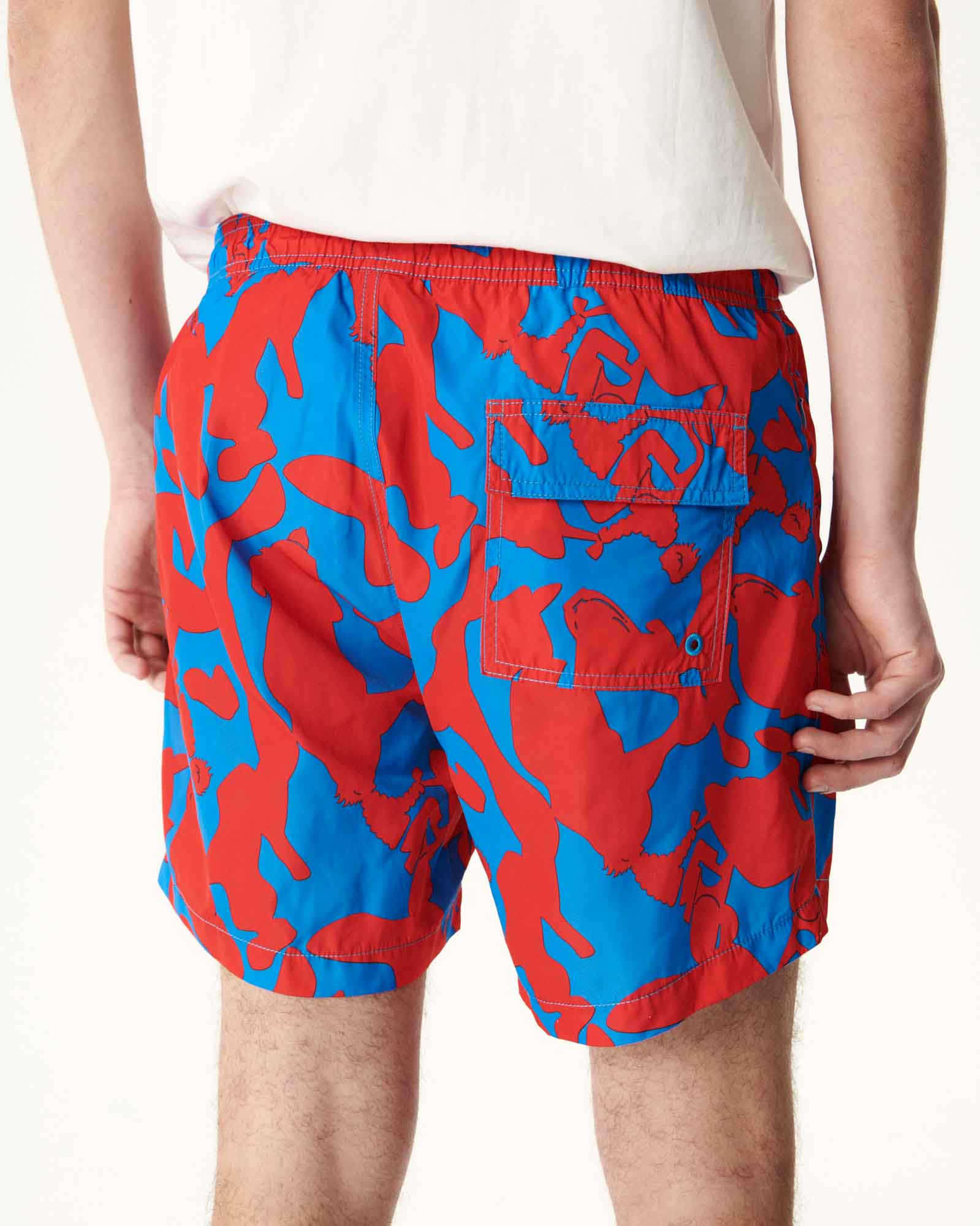 Short de bain Camo azur/Rouge intense Biarritz