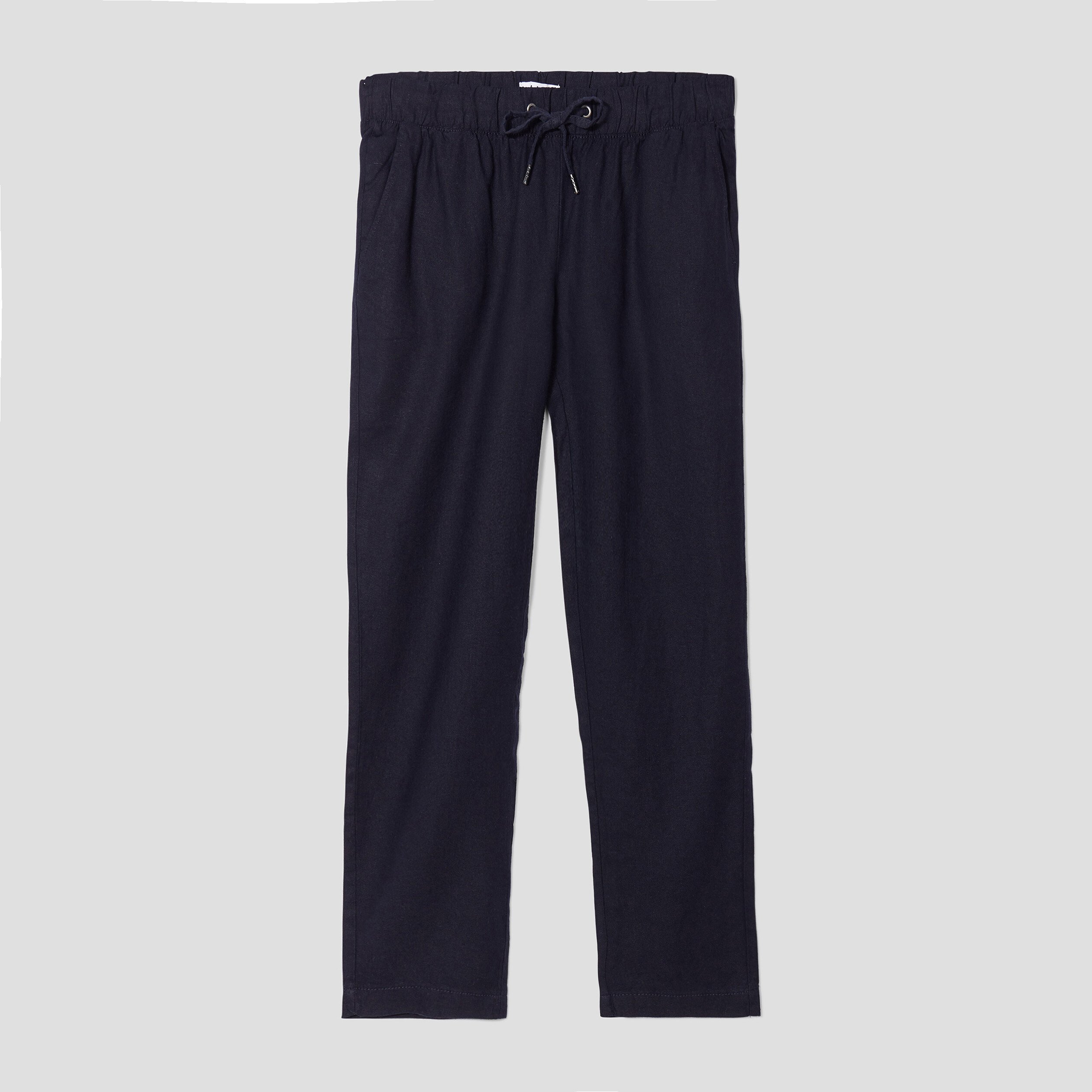 Pantalon droit fluide en mélange de lin bleu foncé femme | La Halle