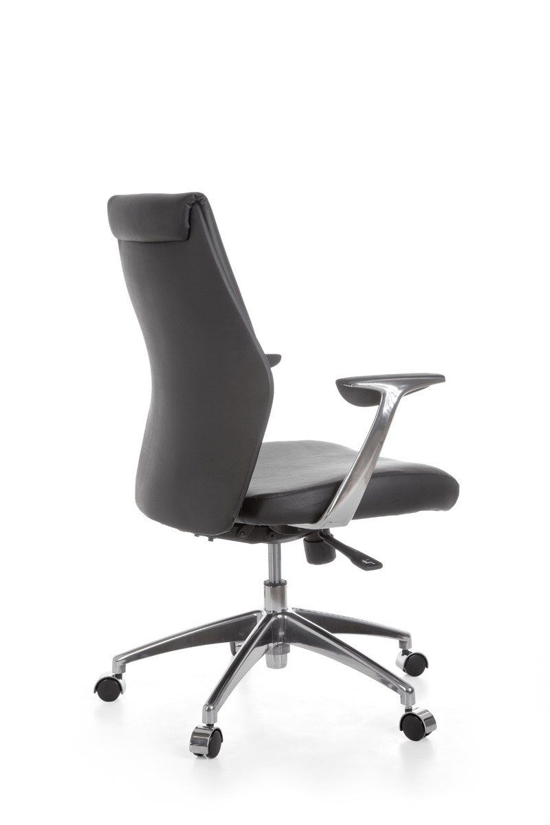 Amstyle Chefsessel SPM1.142 (Echtleder Schwarz, Bürostuhl XXL 120 kg Modern), Schreibtischstuhl Drehbar, Drehstuhl mit Armlehne