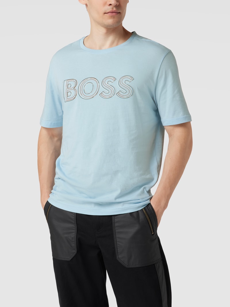 T-Shirt mit Logo-Print in hellblau