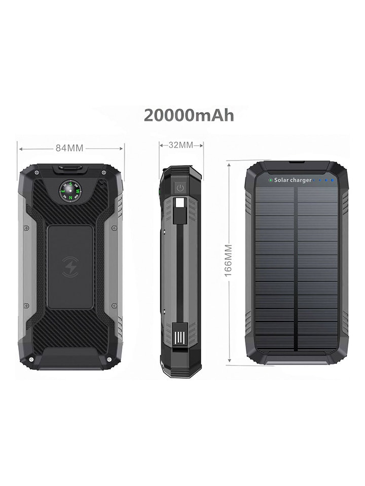 SWEET ACCESS Solar-Powerbank 30.000 mAh in Grau günstig kaufen onesize
