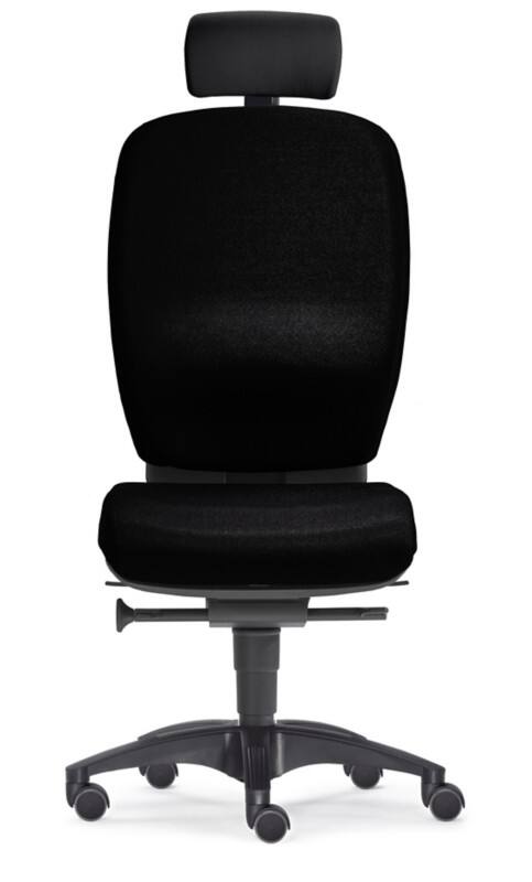 SITWELL STEIFENSAND Bürostuhl Lady Comfort L mit Kopfstütze höhenverstellbar Synchro Tilt, schwarz Stoff 130 kg