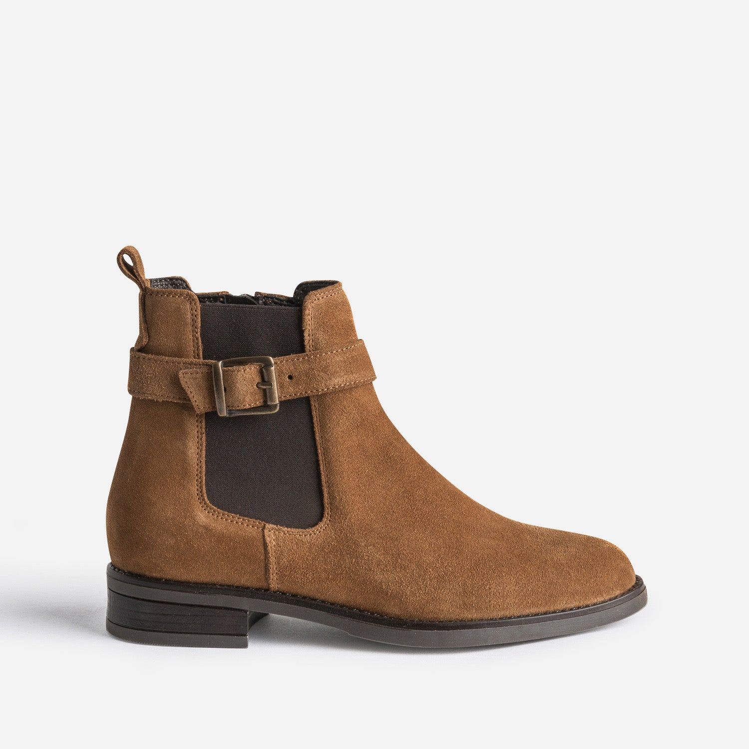 Boots cognac en cuir velours