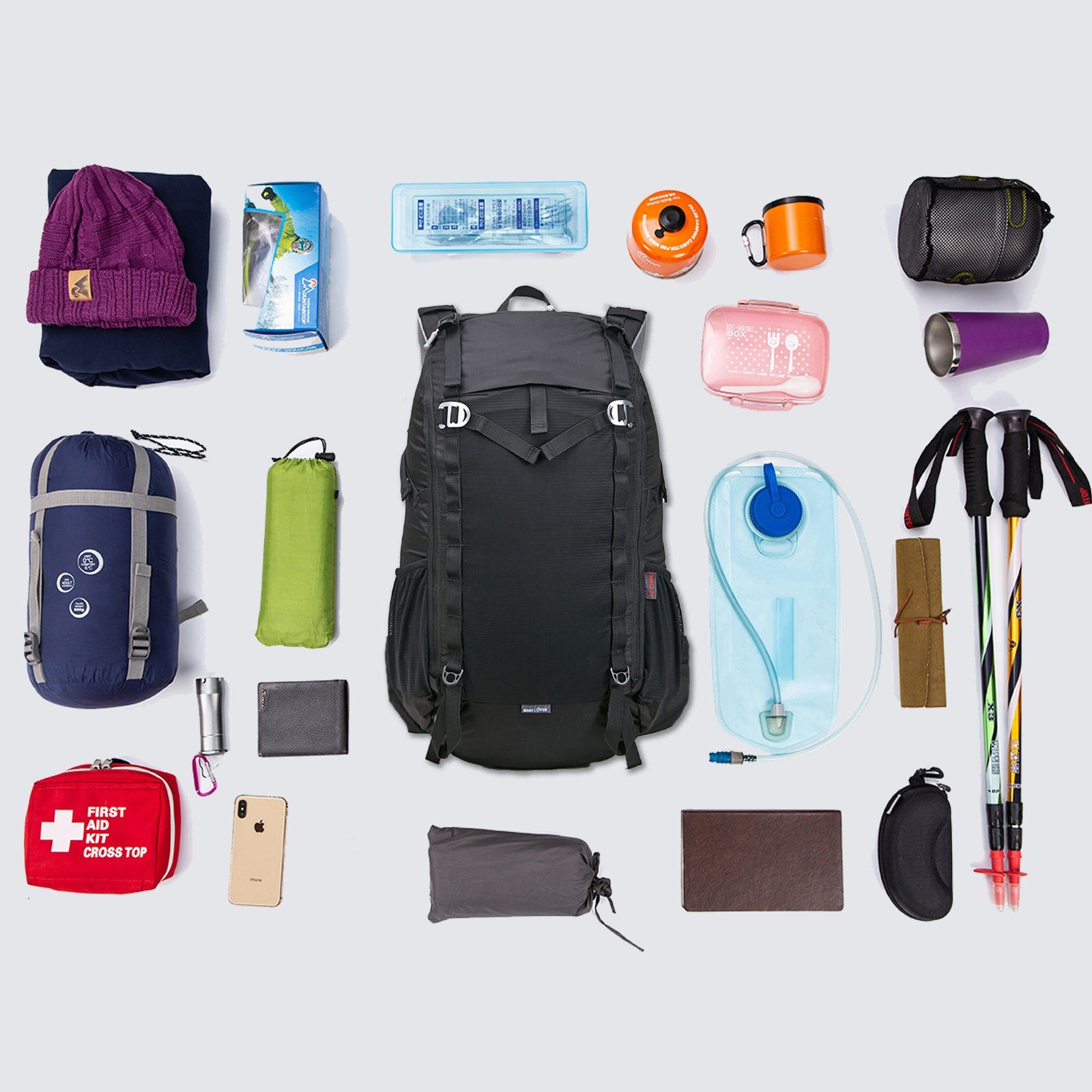 TAN.TOMI Wanderrucksack 40L Großer Wanderrucksack, Wasserdicht Multifunktionaler Daypack