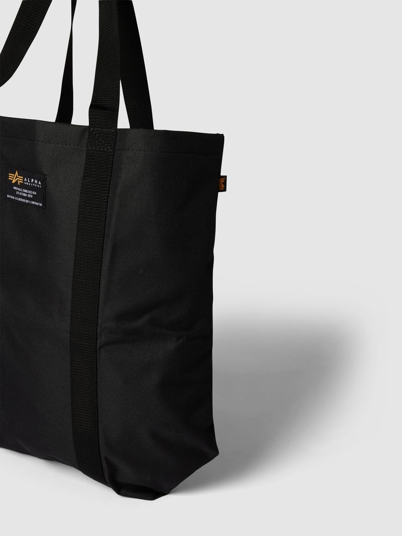 Tote Bag mit Label-Patch Modell 'LABEL SHOPPING BAG' in schwarz