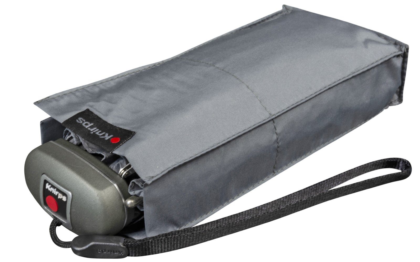 Knirps® Taschenregenschirm winziger Damen-Taschenschirm, leicht und flach, für die Handtasche - Travel grau grey