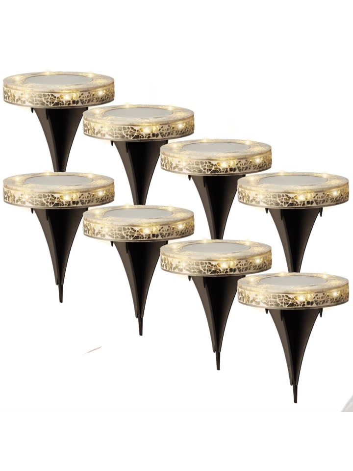 MARELIDA 8x LED Solar Bodenleuchte in Mosaikoptik Wegbeleuchtung H: 11,5cm in grau günstig kaufen onesize