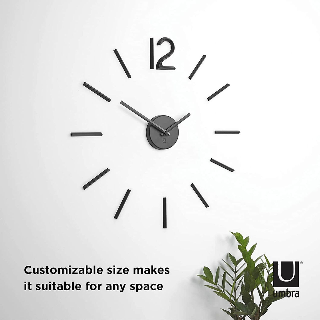 trends4cents Umbra BLINK DIY Quarz Wanduhr ohne Rahmen als Wanddekoration aus Metall mit Ziffern zum Aufkleben