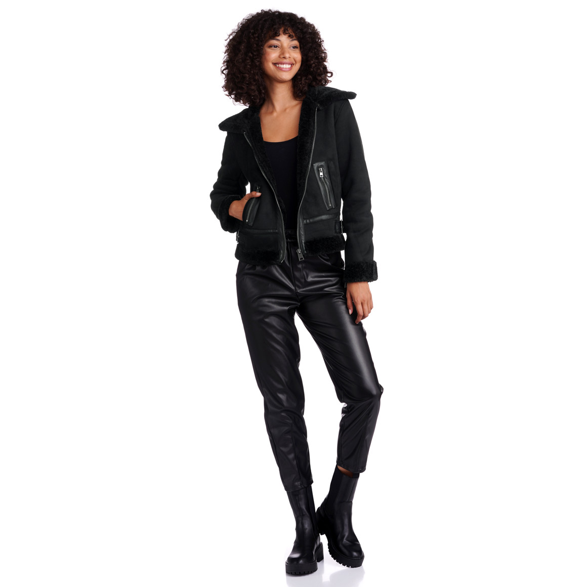 Damen Jacke mit Lammfellimitat gefüttert