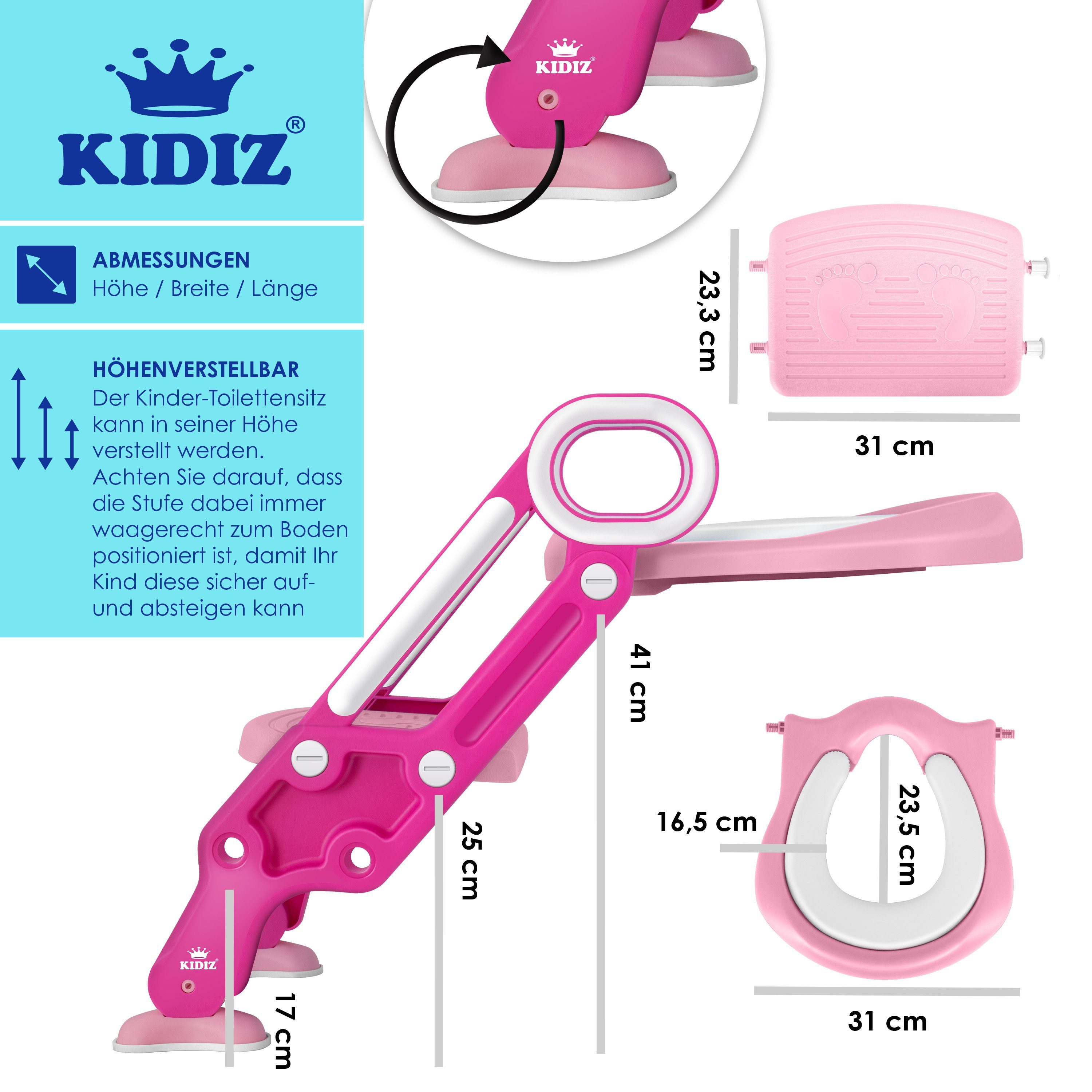KIDIZ Kinder-WC-Sitz, Kinder Toilettensitz Toilettentrainer mit Treppe und Griffe