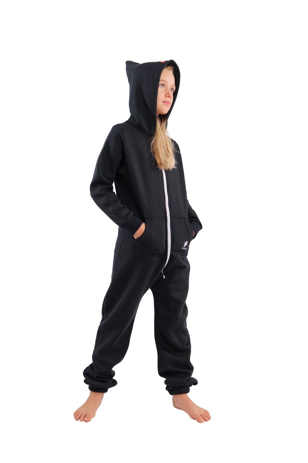 O'Poppy Jumpsuit Kinder dunkelblau (1-tlg) Zwergen Kapuze und Eingrifftaschen